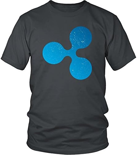 Vintage Ripple XRP Cryptocurrency Logo T-Shirt (L, Grey Mens)