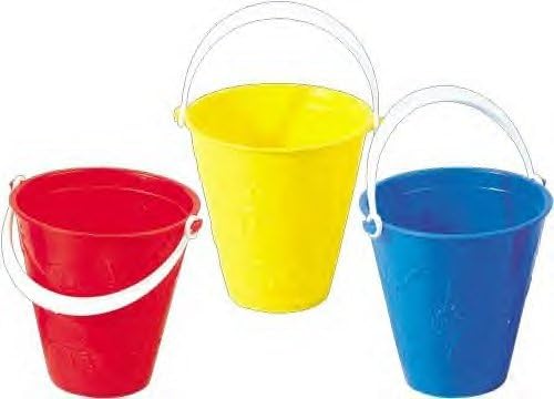 PACK OF 12 - Children's Plastic 13cm/5ins Round Bucket - Assorted Colours