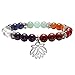 QGEM 7 Chakras Balancing Gems Flower Lotus Charm Pendant Stretch Bracelet Yoga Meditation Healing Crystal 8mm Beads Jewellry