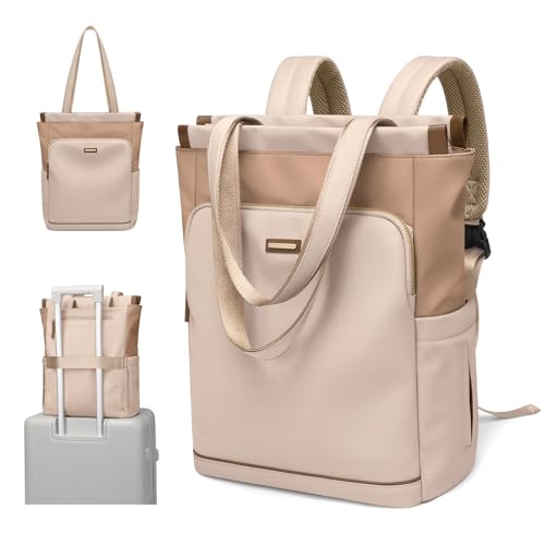 GOLF SUPAGS Convertible Laptop-Rucksack für Frauen Casual Daypack Notebook Tote Bag für Arbeit Hochschulen Reisen Freizeit (Nuss Latte)
