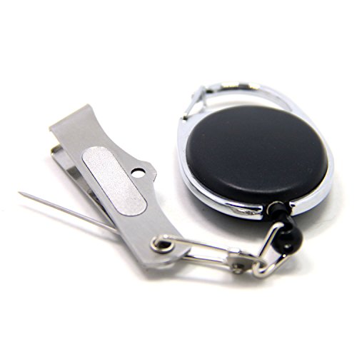 SAMSFX Fishing Tippet Line Nippers Fly Line Clippers Snips, Hook Eye Cleaner, Hook Sharpener with Zinger Retractors (Line Nipper with Oval Retractors)