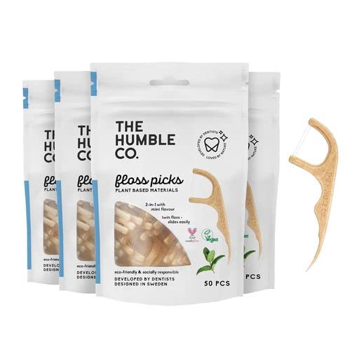 The Humble Co. Floss Picks (200 Count) Sustainable, Plant Based and