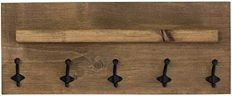 Coat Hook Rack with Floating Display Shelf | Wall Mount | Handmade Modern Farmhouse Wood | 28 x 11.25 Inches