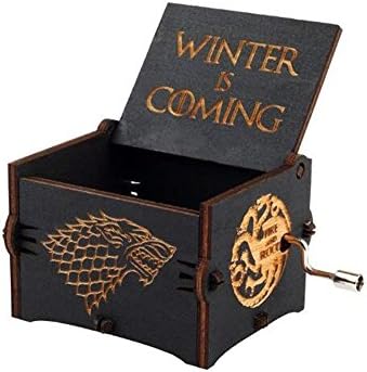 Levanco Game of Thrones Wood Muisc Box,Antique Carved Wooden Hand Crank Musical Boxes Best Gift for Birthday Christmas