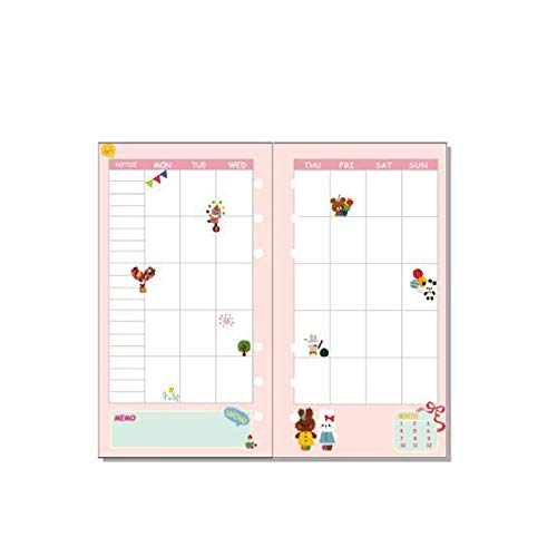 A6 Refillable Pages, 6 Holes Colored Refill Notebook Executive Personal Organiser for Writting Your Daily/Weekly/Monthly Plan (40 Insert Pages, Pack of 2)