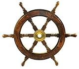 18" Ship Wheel Wooden: Pirate Boat Nautical Fishing (Kitchen)