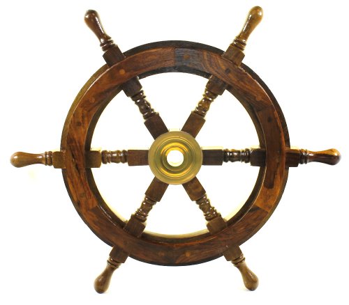 18" ship wheel wooden: pirate boat nautical fishing