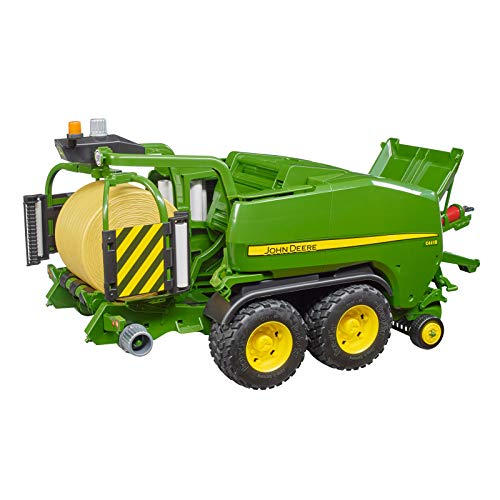 bruder 2032 John Deere Presswickelkombination C441R Traktor Rundballen Presswickel, Grün – Bild 4