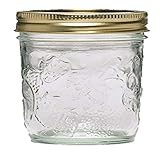 Ball 40801 Golden Harvest Mason Regular Mouth 8oz Jelly Jar 12PK 'Vintage Fruit Design', RM 8 Oz, Clear