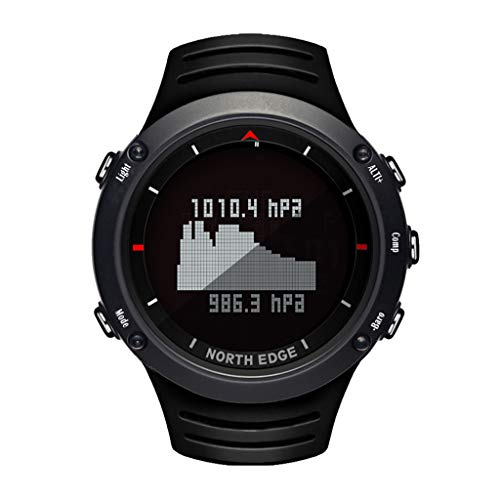 North Edge Altay Sports Smart Outdoor Compass Wrist Watch Back Light for Fishing (Black)