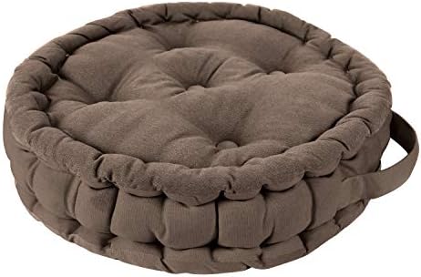 Encasa Homes Round Floor Cushions 60 x 10 cm - Taupe - Solid Dyed Canvas with Cotton Filler, Large Size for Seating, Meditation, Pooja, Guests at Home, Living Room, Bedroom, Kids & Outdoor