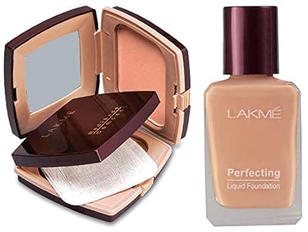 Lakme Radiance Complexion Compact, Pearl, 9g & Lakme Perfecting Liquid Foundation, Marble, 27ml