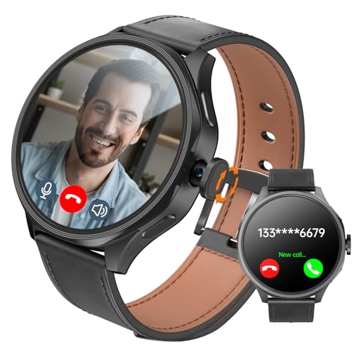 Smartwatch with SIM Slot and 180° Rotating Camera, 1.73 Inch HD Touch Screen Android Smart Watch, Unlocked 4G GSM for Standalone Calls, GPS, Heart Rate Fitness Watch, 800 mAh, 3 GB RAM + 32 GB ROM