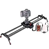 Electric Camera Slider,ASHANKS Carbon Fiber 0.8m/2.6ft Motorized Timelapse Photography Slider Silent Stepper Motor Camcorder Tracking Shooting Follow Focus Video Slider for Interview