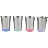 Elk and Friends Kids/Toddler 12oz Stainless Steel Cups | 4pk | 18/8 Stainless Steel | Color Base | Reusable + Stackable Drinking Tumblers | BPA-Free | Dishwasher Safe | Picnic + Camping