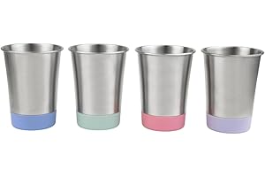 Elk and Friends Stainless Steel Kids + Toddler Drinking Cups | 12oz Tumblers with Colored Base | Durable + Stackable | Travel