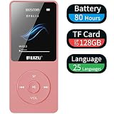 Mp3 Player, RUIZU X02 Ultra Slim Music Player with FM Radio, Voice Recorder, Video Play, Text Reading, 80 Hours Playback and Expandable Up to 128 GB (Rose)
