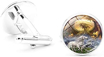 ZHENZHIA Cufflinks Pegasus Time Gemstone Men's Cufflinks