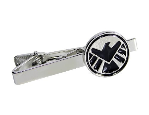 Shield Superhero S.H.I.E.L.D. Marvel Avengers Tie Clip Silver Black Bar Clasp