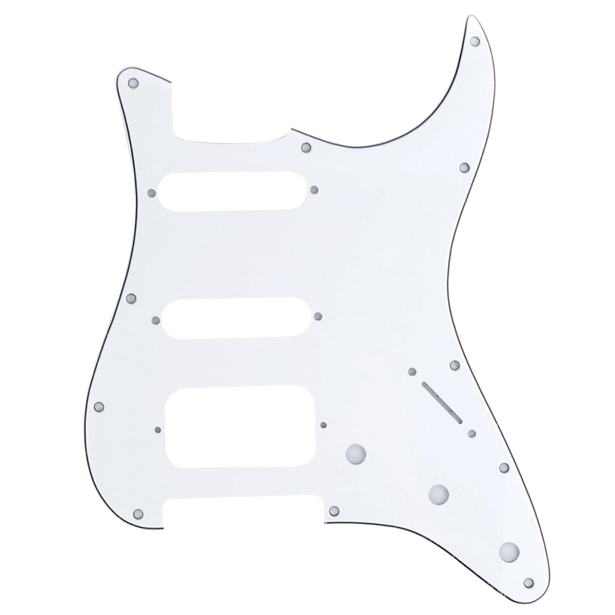 Musiclily Pro 11-Hole Round Corner HSS Guitar Strat Pickguard for USA/Mexican Stratocaster Open Pickup,3Ply White โ image 1