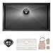 Lordear 32 Inch Black Kitchen Sink Undermount 16 Gauge Stainless Steel Matte Gunmetal Black Single Bowl Kitchen Sink Basin 32x19 Black Undermount Sink