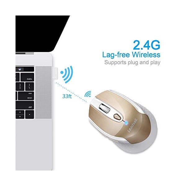 Wireless Mouse for Laptop Silent Cordless USB Mouse Wireless Optical Computer Mouse, 6 Buttons, AA Battery Used,1600DPI…
