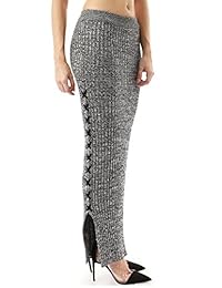 PattyBoutik falda de suéter de encaje lateral para dama