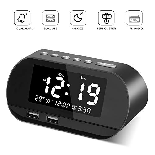 VEGKEY Digital Alarm Clock Radio, Small Alarm Clock with FM Radio, 6