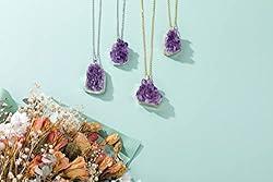 Jovivi Natural Amethyst Cluster Crystal Necklace