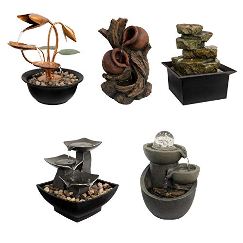 Pure Garden 50-LG5062 Tabletop Water Fountain-9" Rustic Tree Trunk and Clay Pots Indoor Waterfall, Electric Pump & Soothing Sounds for Office & Home Décor - Thumbnail 5