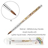 2019 1PC KEMEISI New Design Liquid Glitter Handle 100% Kolinsky Sable Acrylic Nails Round Nail Art Brush Manufacturer Size 8,10,12,14,16,18 (#8)