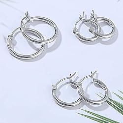 Gacimy 14K White Gold Plated Hoops with 925