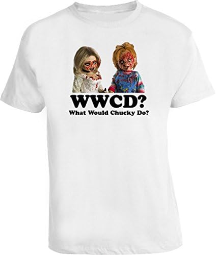 BrooklynSteez Men's WWJD Chucky The Doll Horror Movie T Shirt Medium White