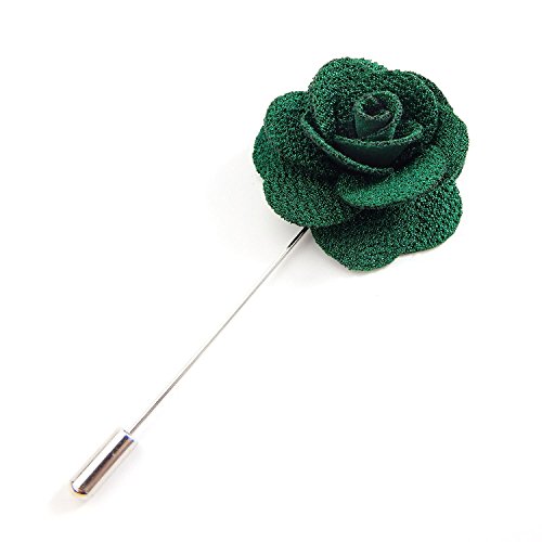RareLove 12pcs White Lapel Pin Rose Wedding Boutonniere Set for Men Flower (Green)