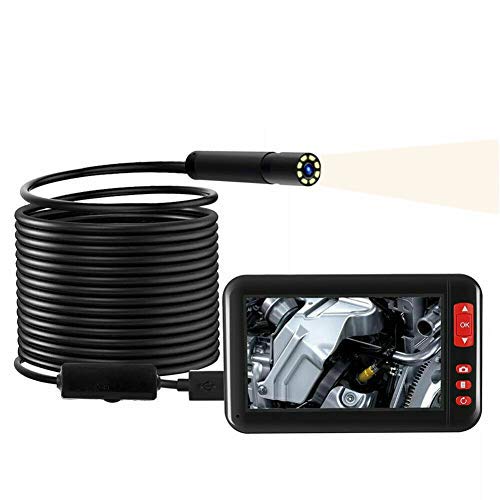 SUNWAN 10M Industial Borescope 4.3" Color LCD Screen F200 Inspection Cameras Waterproof Endoscope 1080P HD with 8Leds Probe USB Rechargable