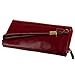 Genuine Leather Women's Wallet Long Thin Card Holder Wallet for Women Minimalist (Red)