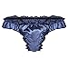 YiZYiF Men's Silky Shiny Satin Flutter Ruffled Sissy Thongs Crossdress Underwear Navy Blue Medium(Waist:27.5-52.0
