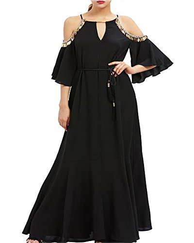 Aox Women's Vintage Floral Embroidered A line Velvet Short Party Dress Plus Size (4XL, Black Maxi)