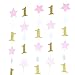Mybbshower Pink Gold One and Star Garland (20 Feet Long) for Girls First Birthday Party Decoration Backdrop Photo Prop