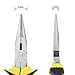 DOWELL Needle Nose Pliers Long Nose Pliers 8 Inch with Wire Cutter for Jewelry Nickel Chromium Steel Construction And Professional Handle