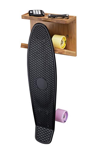 JackCubeDesign Bamboo Skateboard Wall Mount Rack Longboard Skate Display Organizer Holder with Tray - MK393A