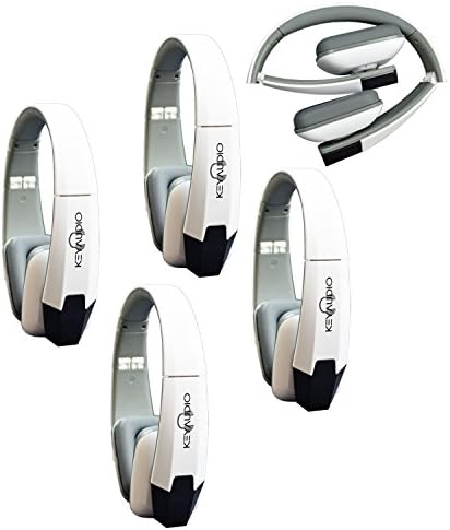 Key Audio 4 White Two Channel Folding Adjustable Universal Rear Entertainment System Infrared Headphone Car TV Video Audio and Listening with Superior Sound Quality