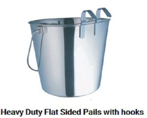 Bulk Heavy Duty Stainless Steel Flat Sided Pail with Hooks - 1 Quart (12 Pack)