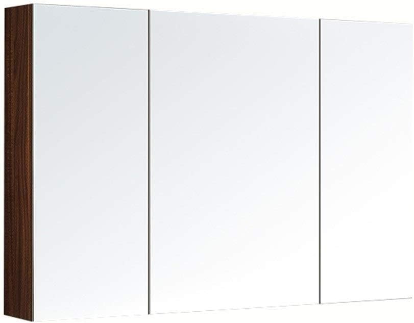 Amazon Com Bathroom Mirror Cabinet With Door Dressing Room Storage Cabinet Wood Balcony Wall Medicine Cabinet Large Capacity Three Doors Color Black Size 906514cm Home Kitchen