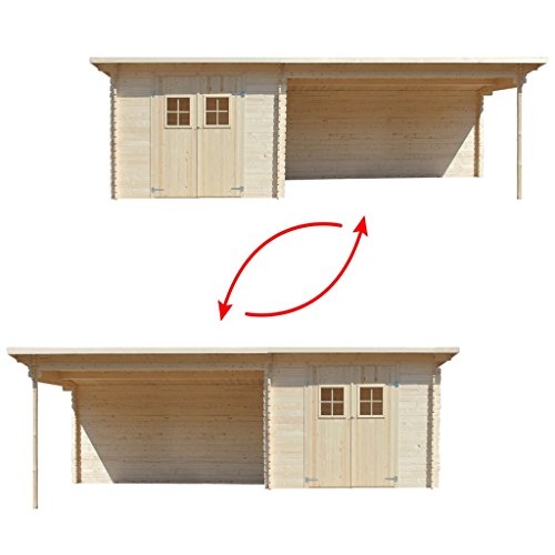 Festnight Abri de Jardin en Rondins Bois Massif 28 mm, 7,3 x 3 m