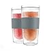 Host Tumbler Freeze Two Pack, Plastic Double Wall Insulated Freezer Gel Chiller Travel Drinkware, Comfort Silicone Grip, Set of 2, Grey