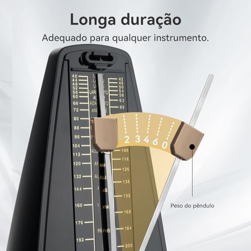 Metrônomo mecânico, Núcleo mecânico de cobre formato clássico batida precisa, vários modos de batida, adequado para piano guitarra bateria violino bateria saxofone preto Cabelo liso São Paulo Brasil
