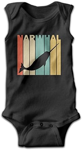 Vintage Style Narwhal Silhouette Unisex Baby 100% Cotton Lightweight Sleeveless Bodysuits Onesies 6 M