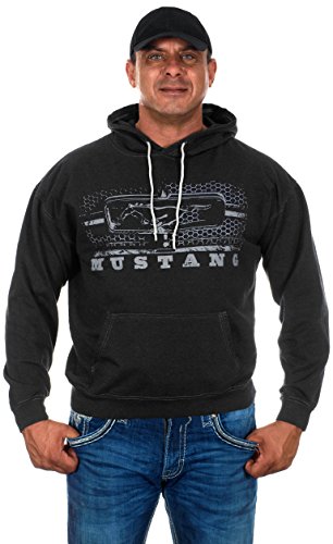 Men's Ford Mustang Pullover Hoodie Legend Lives Charcoal Gray Sweatshirt (Large, GEN4-charcoal Gray)