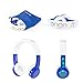 ONANOFF BuddyPhones Inflight, Volume-Limiting Kids Headphones, 3 Volume Settings of 75, 85 and 94 dB, Includes Travel Mode, Perfect for Airplanes, Trains and Cars, Built-in Audio Sharing Cable, Blue